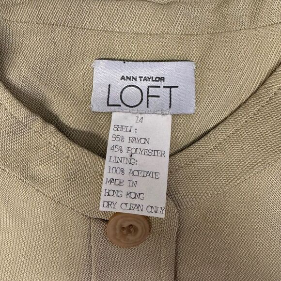 Ann Taylor LOFT beige collarless jacket- 14 - Picture 5 of 6